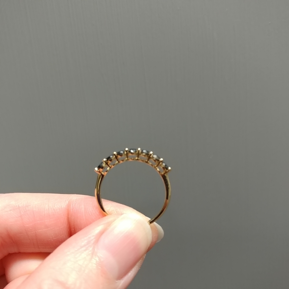 .50 ct. Black Diamond Band 14K Yellow Gold Ring Seven Round Stones Size 7 - Picture 13 of 16